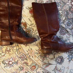 Brown Leather Knee-High Boots